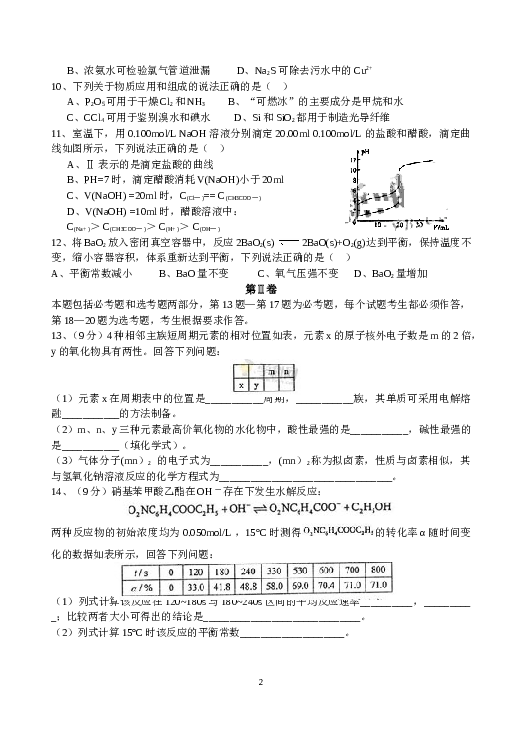 海南2014年海南高考化学试题及答案.doc