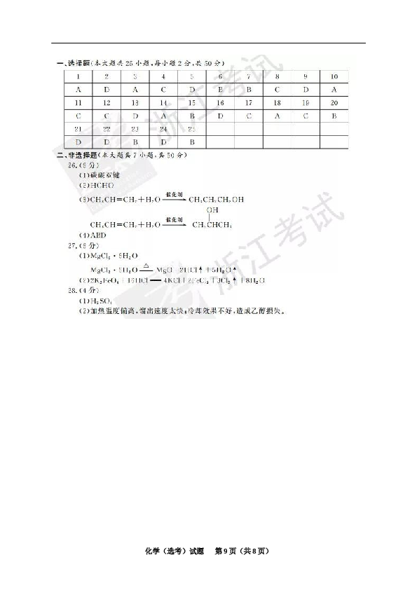 浙江2018年4月浙江省普通高校招生选考科目考试化学试题.docx