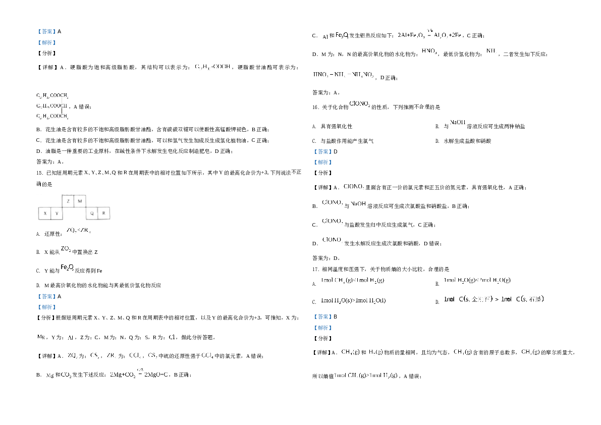 浙江2021年6月浙江省普通高校招生选考化学试题（解析版）.doc