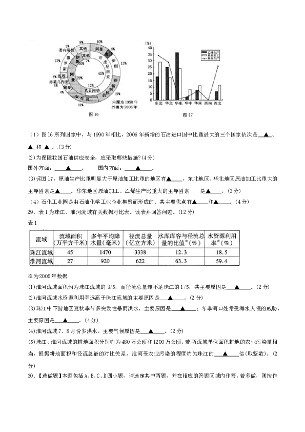 2010年江苏高考地理试题及答案.doc