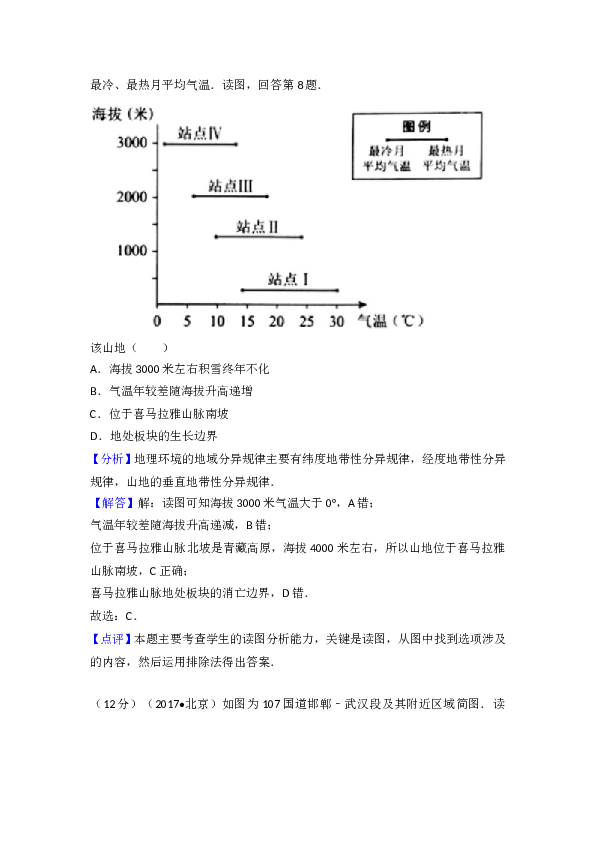 2017年北京高考文综地理试题及答案.doc
