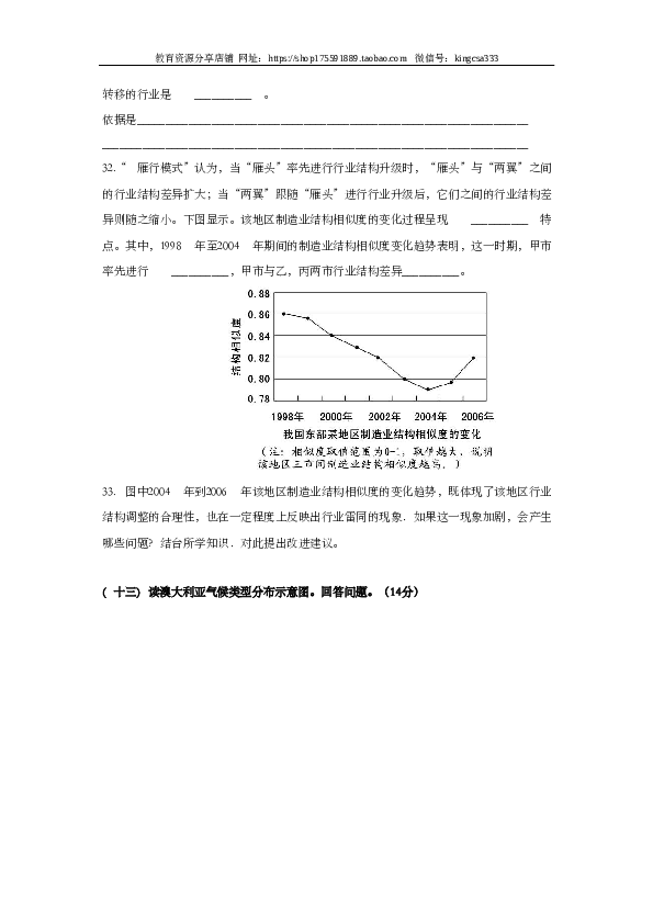 上海2010年上海市高中毕业统一学业考试地理试卷（word解析版）.doc