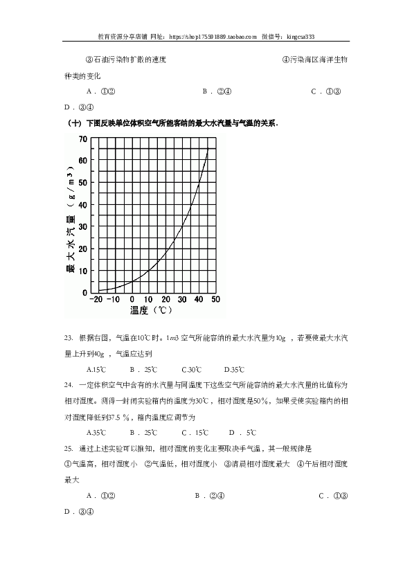 上海2010年上海市高中毕业统一学业考试地理试卷（word解析版）.doc