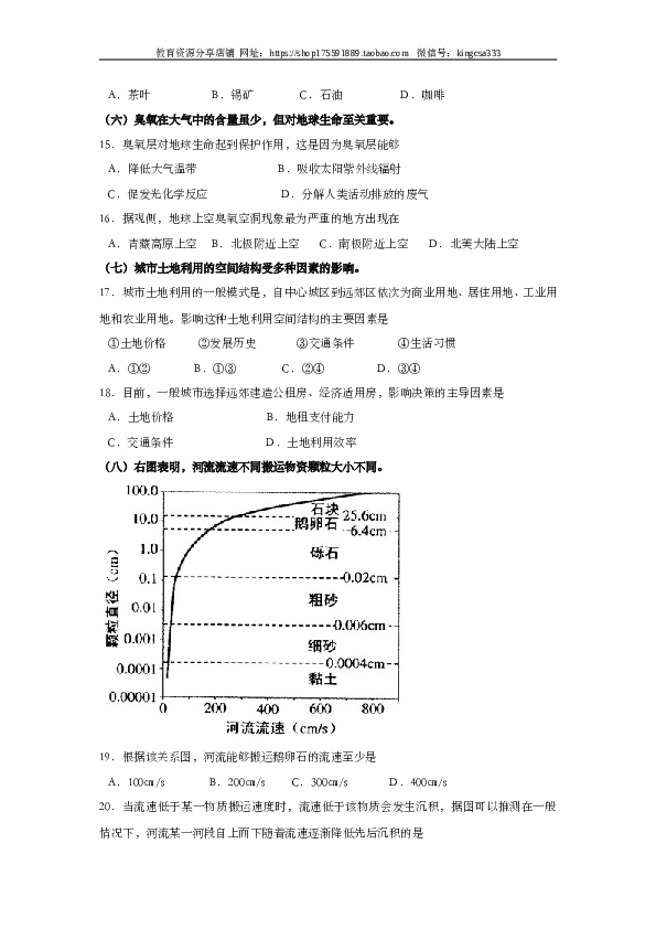 上海2011年上海市高中毕业统一学业考试地理试卷（word版）.doc