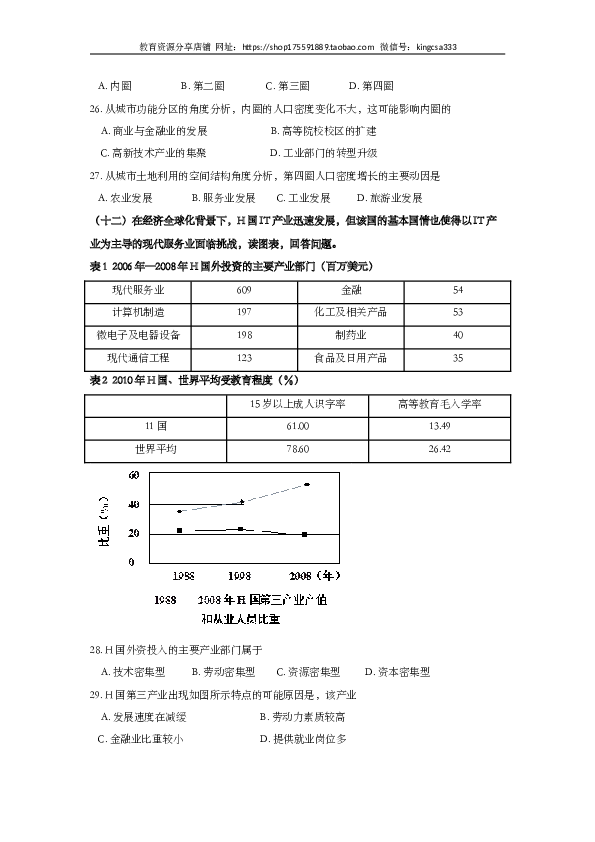 上海2014年上海市高中毕业统一学业考试地理试卷（word解析版）.doc