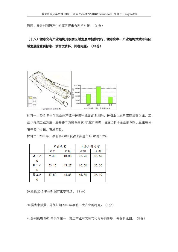 上海2016年上海市高中毕业统一学业考试地理试卷（word解析版）.doc