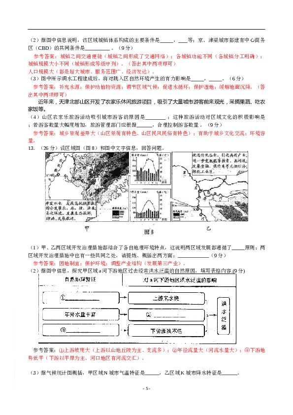 天津2009年天津高考文综卷(地理部分)及答案.doc