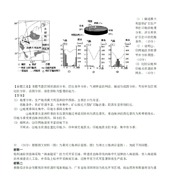 浙江2012年浙江省高考地理试题及答案.doc