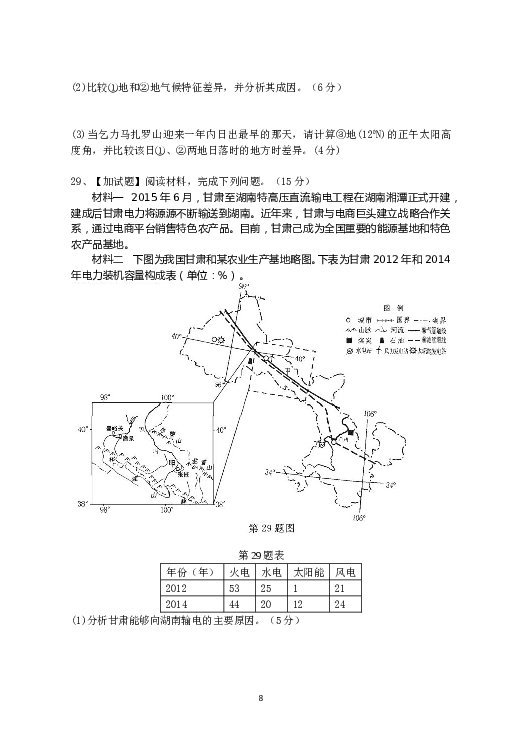 浙江2015年浙江省选考地理试题及答案【10月】.doc