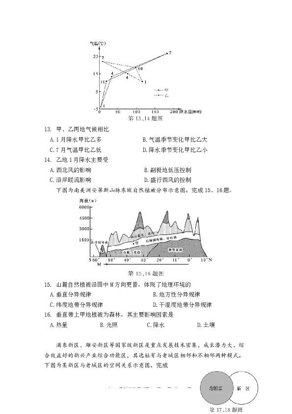 浙江2018年浙江省选考地理试题及答案【10月】.docx