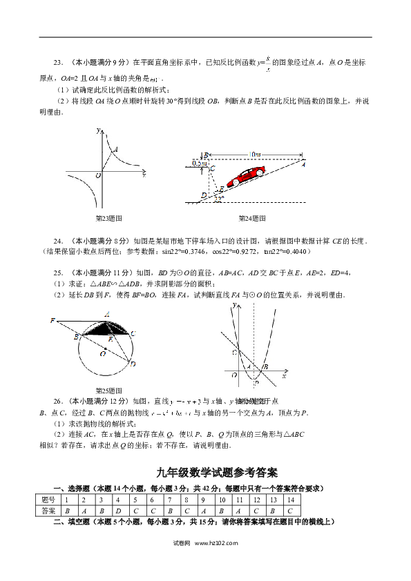 【人教版】九年级上期末数学试卷7.doc