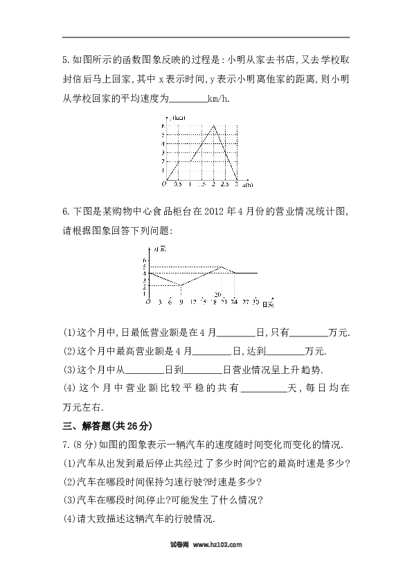 【期末】初二数学下册知识点测试卷：函数的图象初级测试（含详解）.doc