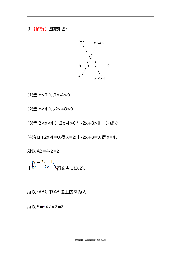 【期末】初二数学下册知识点测试卷：一次函数与方程、不等式深入测试（含详解）.doc