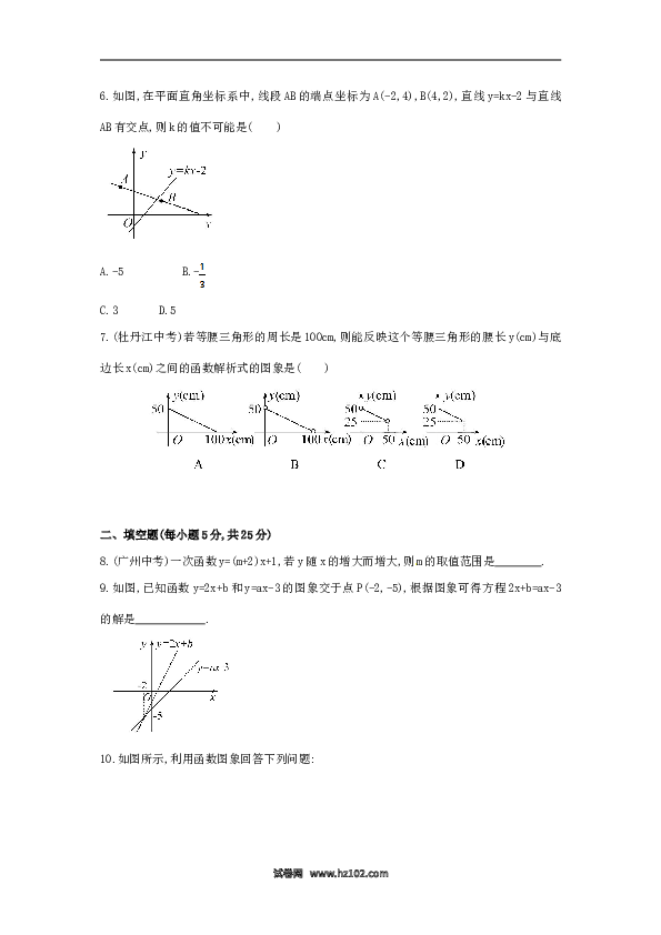 【单元检测】初二数学下册第19章 一次函数单元综合检测.doc