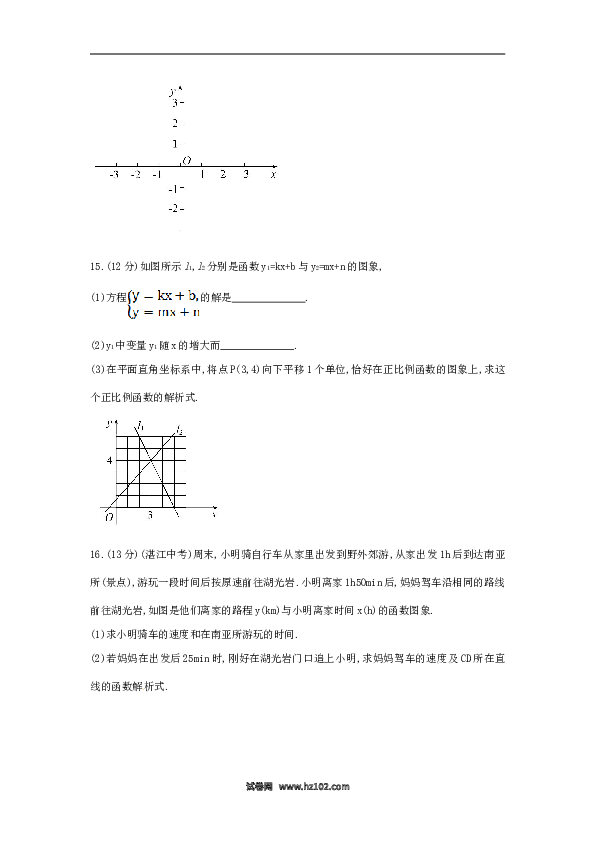 【单元检测】初二数学下册第19章 一次函数单元综合检测.doc