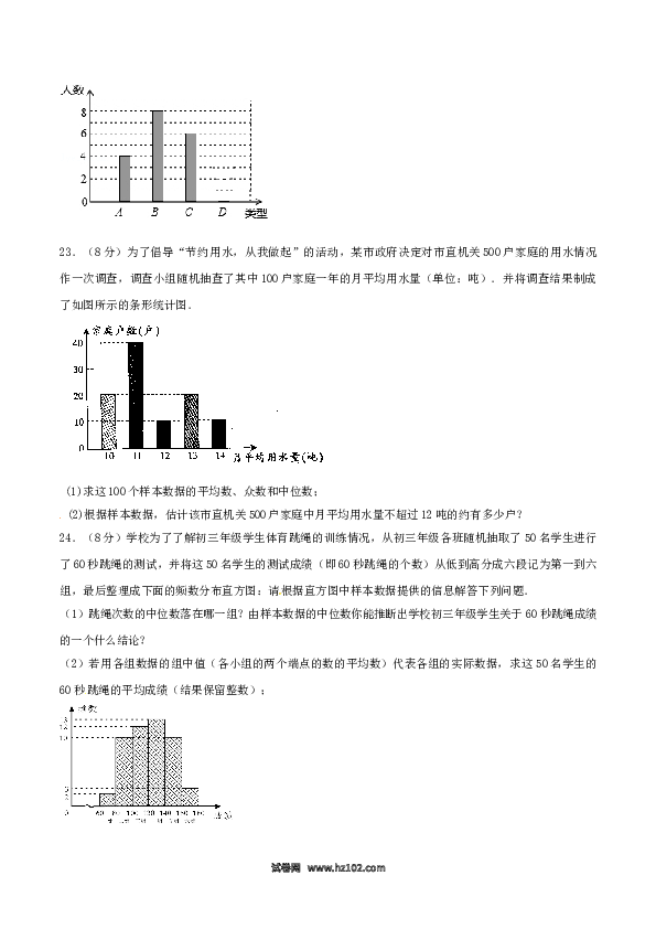 【单元检测】初二数学下册第20章 数据的分析（A卷）.doc