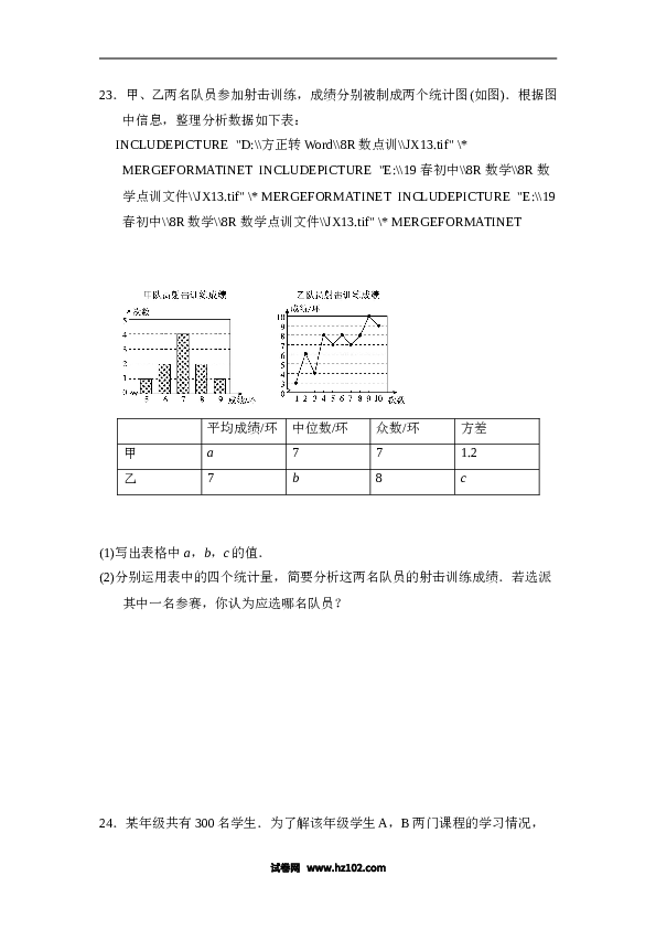 【单元检测】初二数学下册第二十章达标测试卷.doc