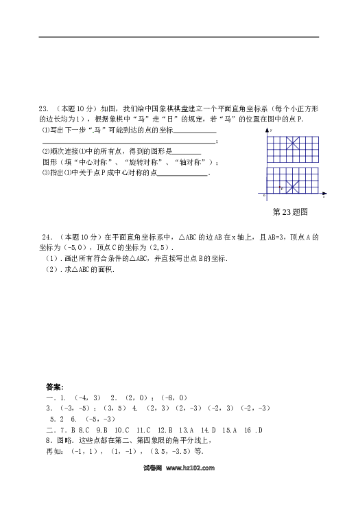 【同步练习】初一数学下册7.1　平面直角坐标系　检测题2.doc