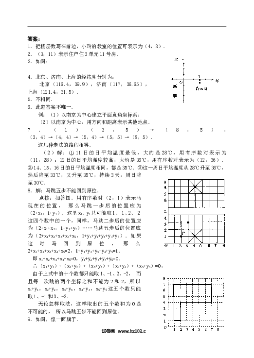 【同步练习】初一数学下册7.1　有序数对　　检测题.doc