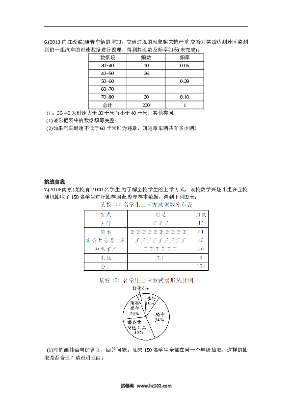 【同步练习】初一数学下册10.2  直方图.doc