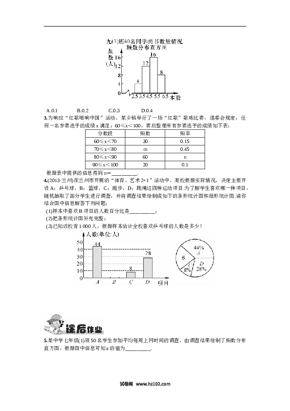 【同步练习】初一数学下册10.3  课题学习   从数据谈节水.doc