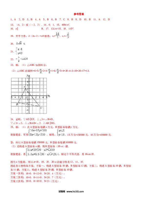 【期末测试】09 【人教版】七年级下期末数学试卷（含答案）.docx