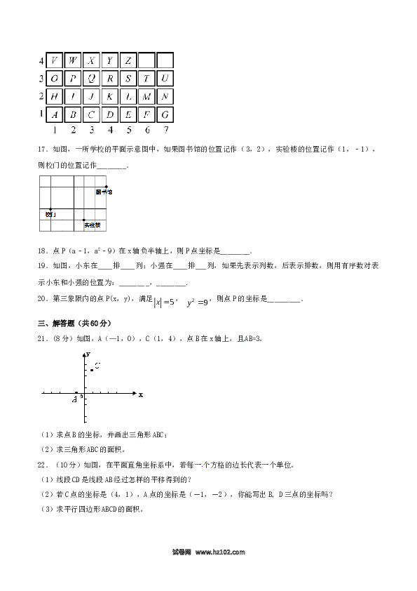 【单元检测】初中一年级数学下册第7章 平面直角坐标系（A卷）.doc