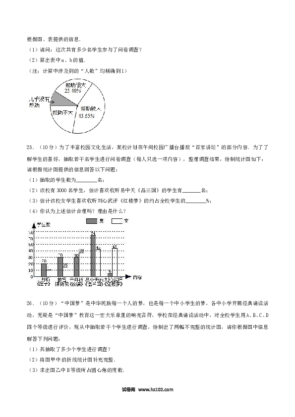 【单元检测】初中一年级数学下册第10章 数据的收集、整理和描述（A卷）.doc