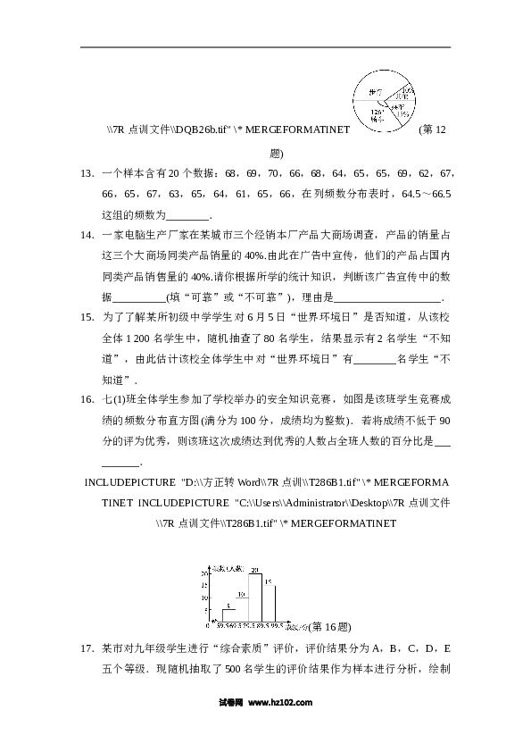 【单元检测】初中一年级数学下册第10章达标测试卷.doc