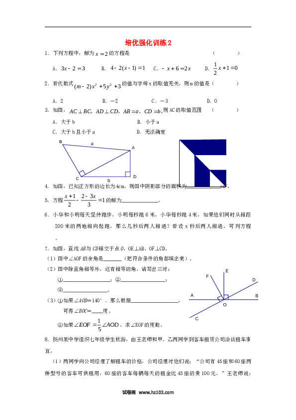 【培优强化】初一人教版数学上册 训练2 新人教版.doc