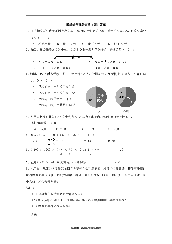 【培优强化】初一人教版数学上册 训练4 新人教版.doc