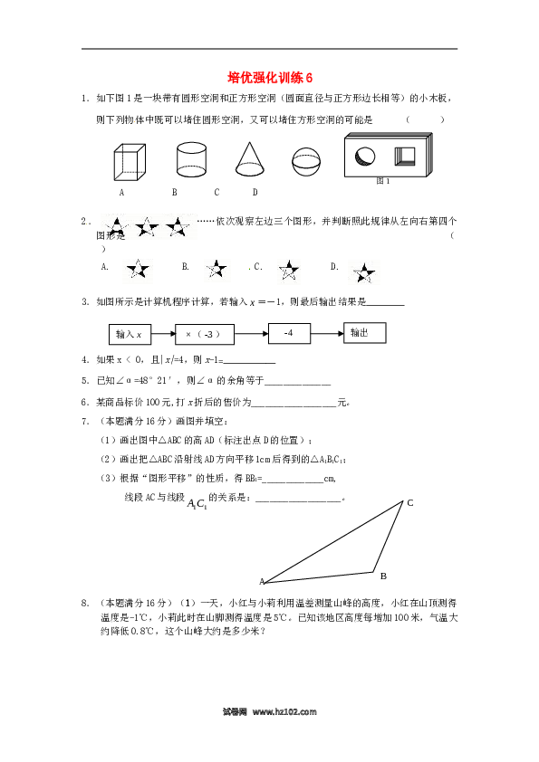 【培优强化】初一人教版数学上册 训练6 新人教版.doc