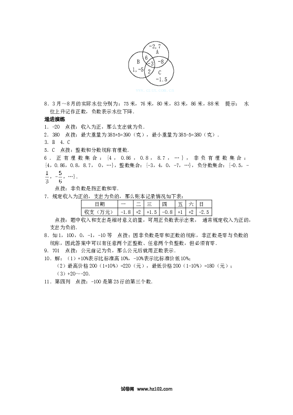 （含答案）初一数学上册 1.1　正数和负数　同步练习3(1).doc