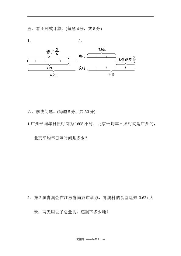 人教版六年级上册数学第1单元分数乘法、跟踪检测卷.docx