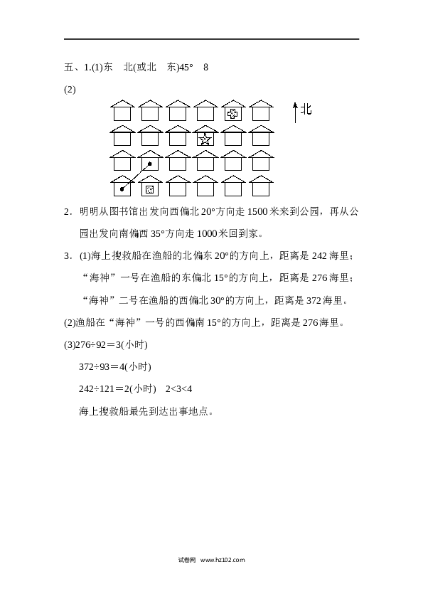 人教版六年级上册数学第2单元位置与方向、位置与方向的分析及应用能力检测卷.docx