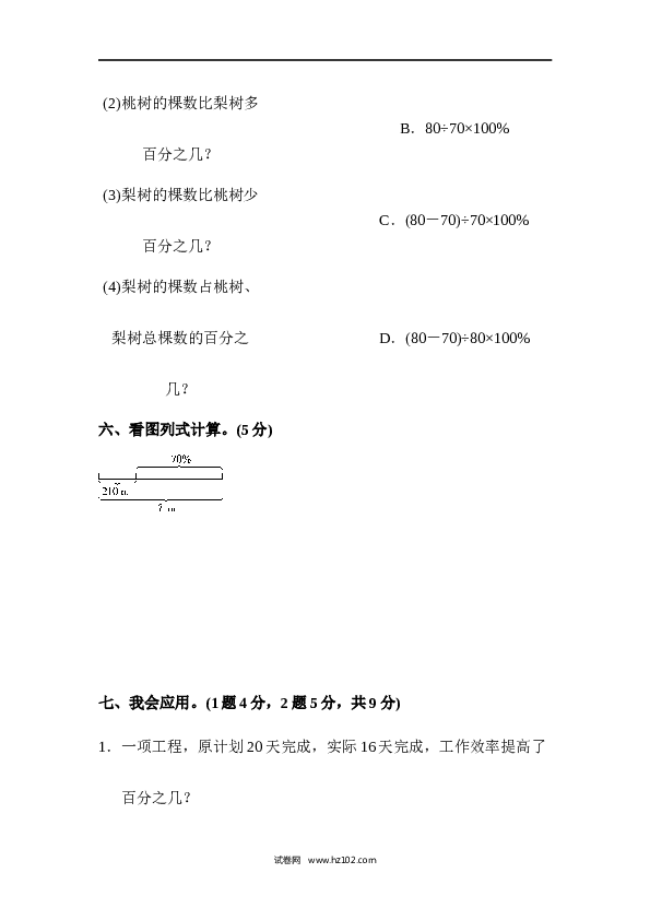 人教版六年级上册数学第6单元达标测试卷1.docx