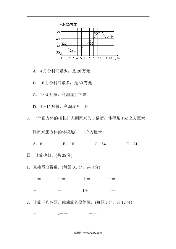 人教版五年级下册数学江苏省名校期末测试卷.docx