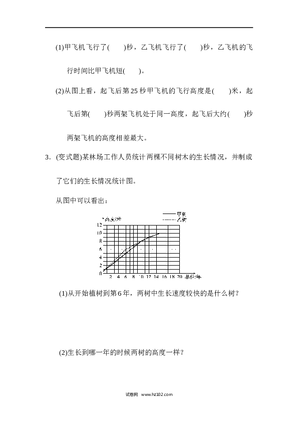 人教版五年级下册数学第7单元折线统计图、达标测试卷.docx