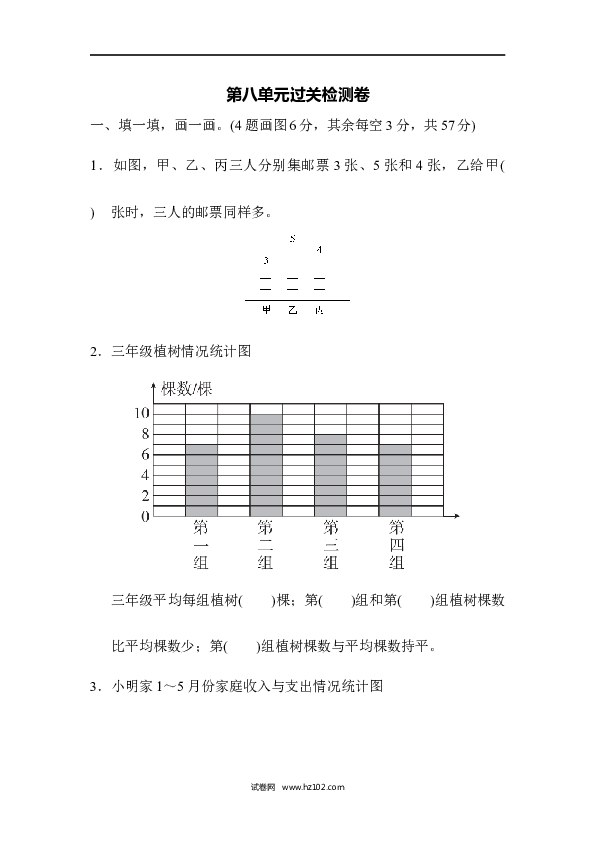 四年级人教版数学下册单元测试卷第8单元平均数与条形统计图、过关检测卷.docx