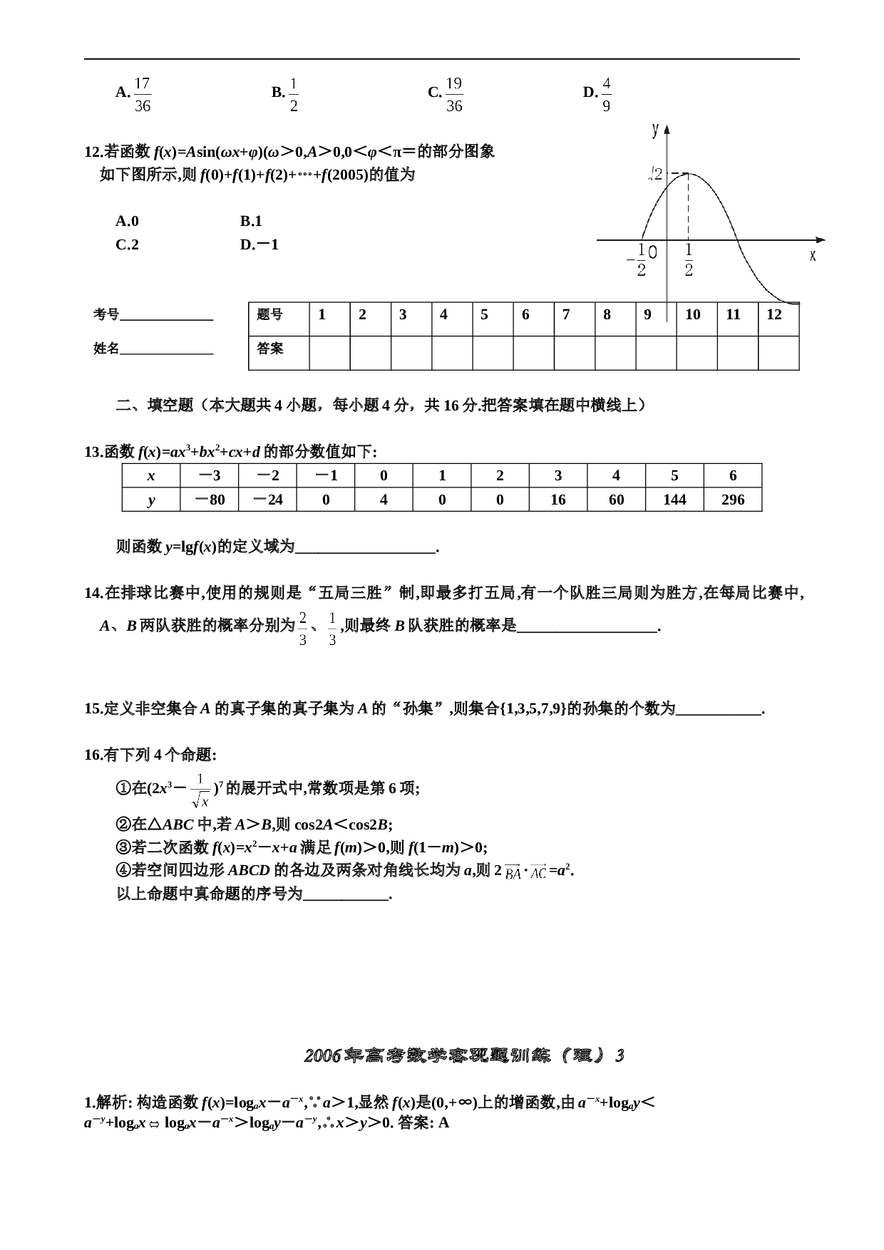 高考数学训练（理）3.doc