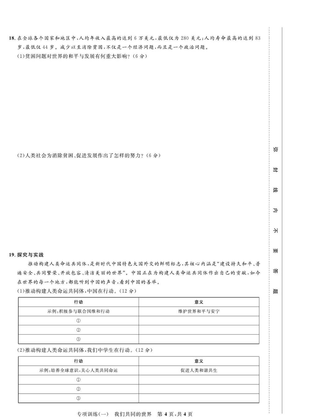 部编版道德与法治九年级下册同步检测试卷（一卷好题）_专项训练（一）我们共同的世界.pdf