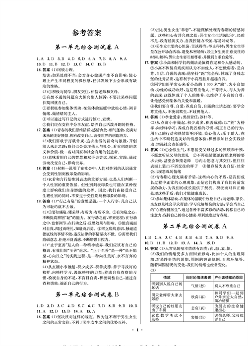 部编版道德与法治七年级下册同步检测试卷（一卷好题 参考答案）.pdf