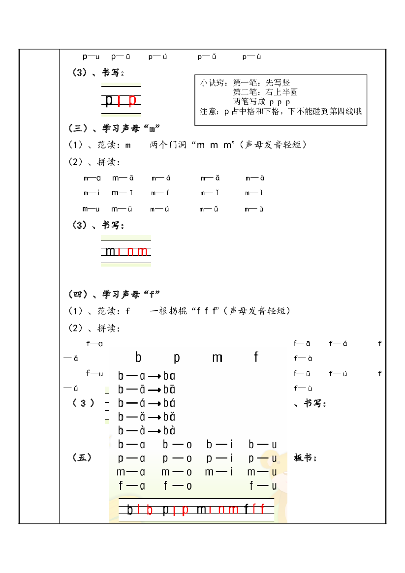 【暑假衔接】2021年幼小衔接拼音专题讲义：3 汉语拼音【b p m f】（部编版）.docx