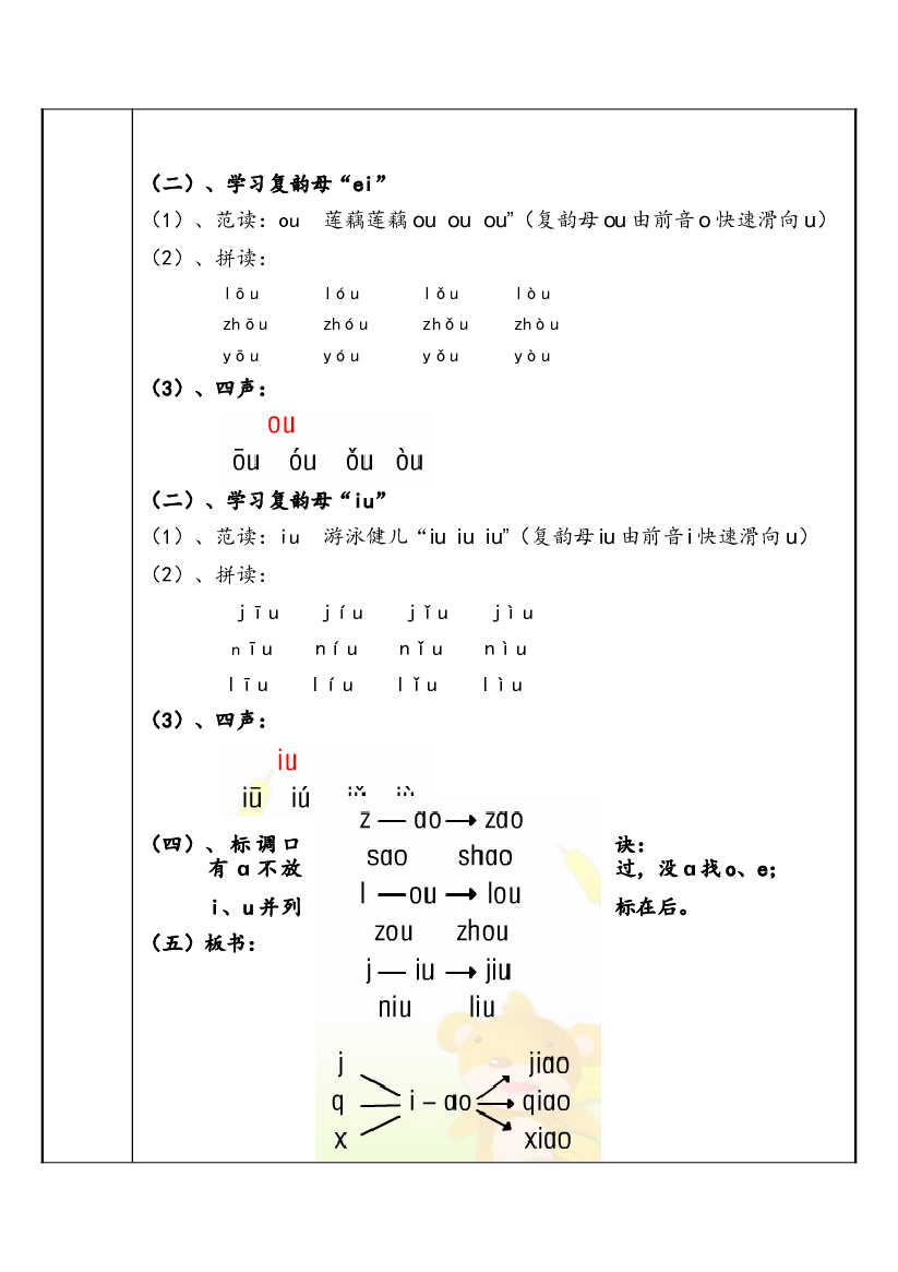 【暑假衔接】2021年幼小衔接拼音专题讲义：10 汉语拼音【ao  ou  iu】（部编版）.docx