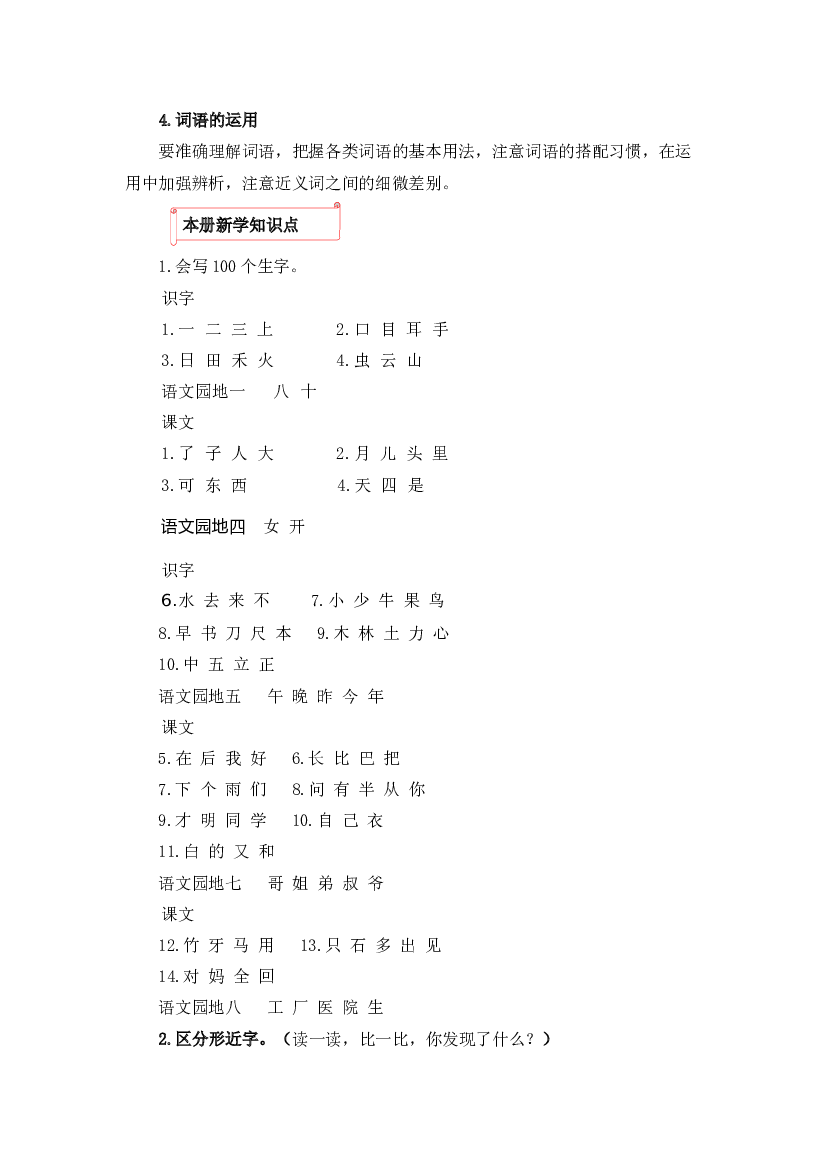 专题02 字词梳理及运用-2022-2023学年一年级语文上册寒假专项提升（部编版）.docx